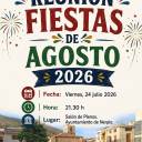 Reunión el 24 de julio para Organizar Fiestas de Agosto 2026