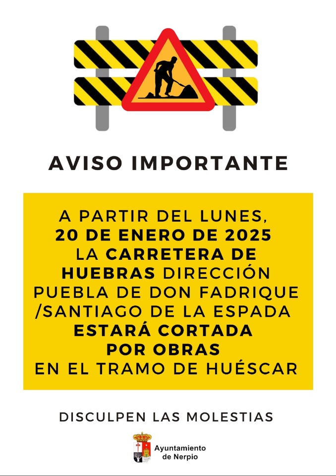 Aviso carretera huebras