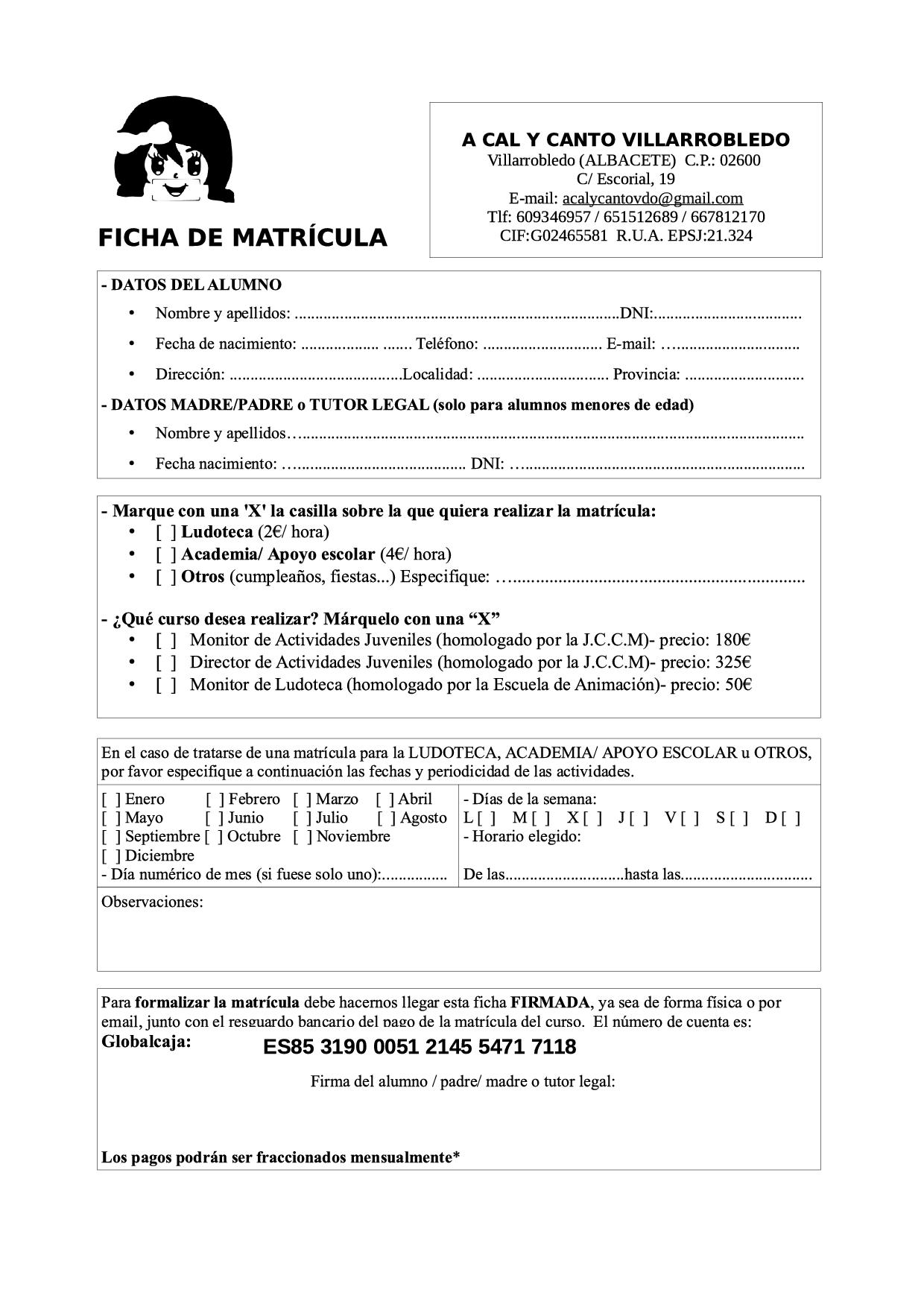 Inscripción curso monitor